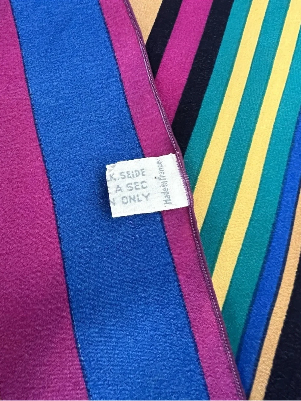 VTG Christian Dior Silk Scarf Women’s Striped Multicolor Square 27” France